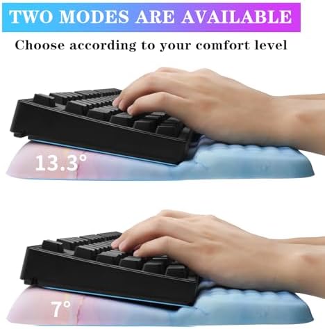Computer Keyboard Stand with Wrist Rest, Ergonomic Tilted Keyboard Holder - Keyboard Riser with Wrist Pad - Keyboard Tray Support for Office Home - Aqua Marble