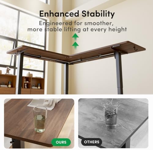 FEZIBO 75" x 63" L-Shaped Standing Desk - Adjustable Corner Desk L Shape, L-Shaped Adjustable Desk with Splice Board, L Shape Standing Desk, Black Walnut