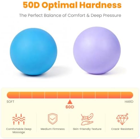 2 Pack Massage Lacrosse Balls for Myofascial Release, Trigger Point Therapy