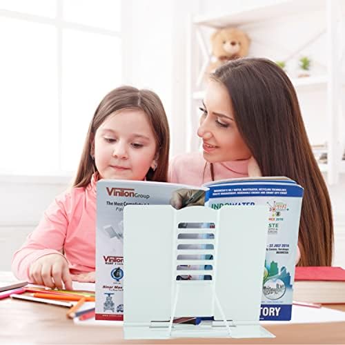 Honagu Book Stand Metal Desk Book Holder, Book Holders for Reading Hands Free, Adjustable Cookbook Documents Holder, Portable Bookstand for Music Books, Textbook, Recipe, Tablet, Ipad (Macaron Green)