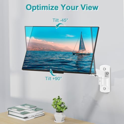 MOUNT PRO Single Monitor Wall Mount for 13 to 32 Inch Computer Screens, Height Adjustable Wall Mount Monitor Arm Holds Up to 19.8lbs, Full Motion Wall Bracket, VESA Mount 75x75, 100x100, White