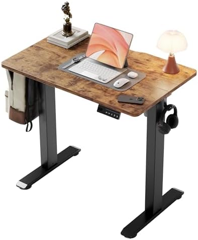 YDN Electric Standing Desk, 32x19 Inch, Rustic Brown