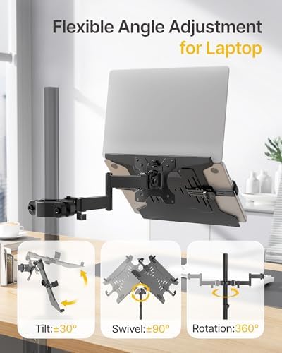 monTEK 2-in-1 Pole Mount, Laptop Tray & Monitor Arm for 10–32" Screens