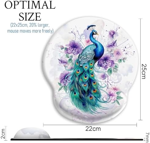 Blusabaca Peacock Mouse Pad Wrist Rest Ergonomic Mousepad Wrist Support