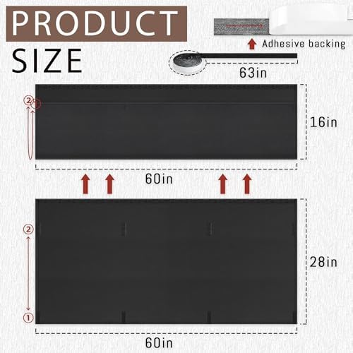 60" Under Desk Privacy Panel Self-Adhesive Modesty Panel with Wire Pocket for Cable Management Organizer Heavy Duty Desk Skirt - Office or Standing Workstation Concealer Shield