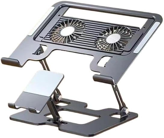 2-in-1 Foldable Laptop Tablet Stand Riser with Phone Holder