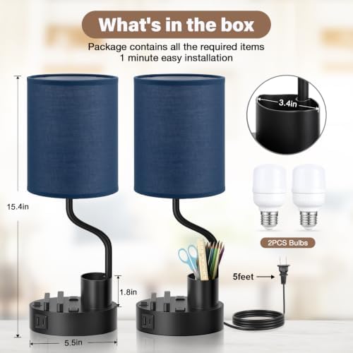 Fenmzee Bedside Lamps for Bedroom Set of 2 - Table Desk Lamp for Nightstand