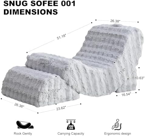 Quiet Rocking Chair, 3-in-1 Adjustable Boneless Floor Recliner for Adults