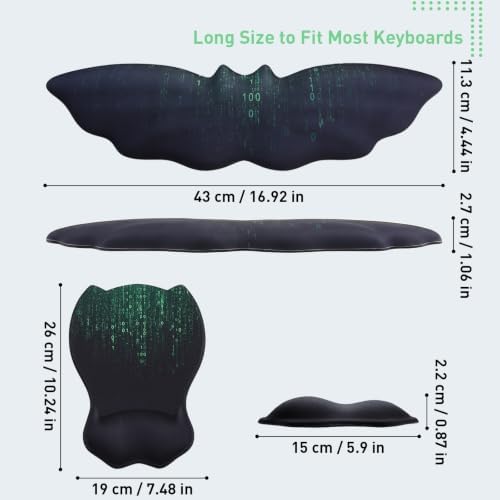 Ergonomic Keyboard and Mouse Wrist Rest Set, Hacker Code