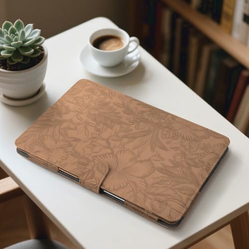 MOSISO PU Leather Sleeve Case, Embossed Hibiscus Portfolio Protective Stand Cover