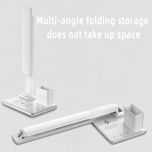 AYI Multifunctional Wireless Charging Desk Lamp – 15W Fast Charger, Digital Alarm Clock & Temp Display, 3CCT 5-Level Dimming, Touch Control, 180° Rotatable LED Lamp, HYT1771 White.