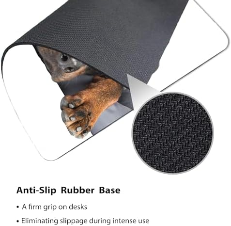 9.5x7.9 Inch Office/Gaming Mouse Pad, Lovely Sleepy Rottweiler Dog Pet Resting on a Grey Pillow, Cute Anti-Slip Mat for Desk Decor