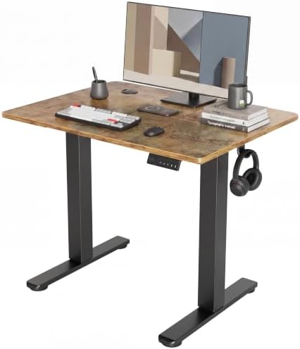 Claiks Electric Small Standing Desk, 32x19 Inch, Rustic Brown