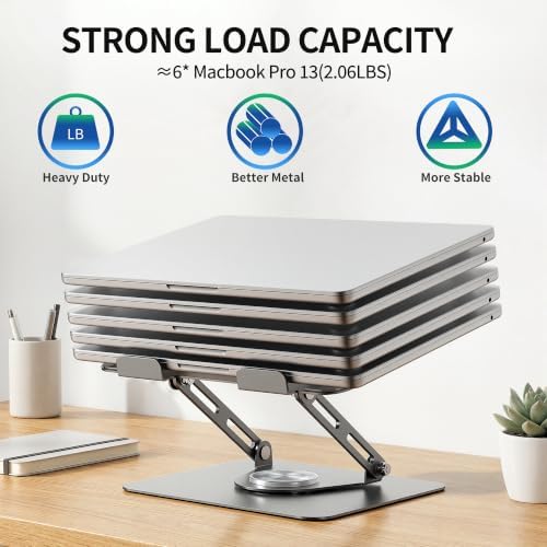 ALASHI 360° Rotating Laptop Stand, Multi-Angle, 10-17", Grey
