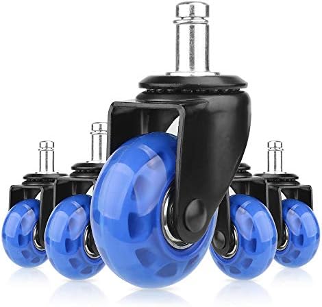 Office Chair Caster Replacement Wheel for Hardwood Floor and Carpet,2" Heavy Duty Universal Floor Safe Caster Set of 5,Rubber Wheels Office Chair to Replace Office Chair mats,fits 98% Chairs