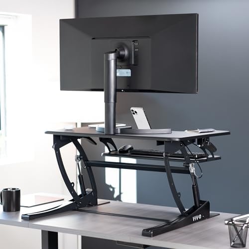 VIVO Black 32 inch Standing Desk Converter, DESK-V000VS