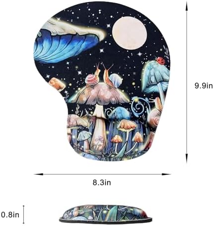 Mouse Pad with Wrist Support, Ergonomic Mouse Pads with Memory Foam Wrist Rest, Easy Typing Pain Relief, Comfortable Home Office Computer Wrist Support Pads for Working Studying Gaming, Mushroom