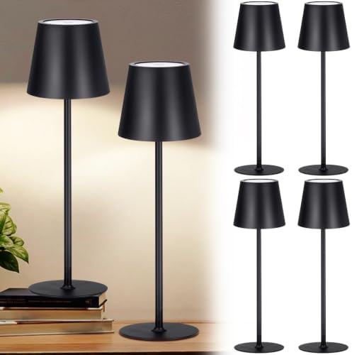 Retisee 6 Pack Cordless Table Lamp Portable Rechargeable Lamp, Black