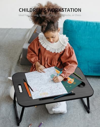 ZEAPTAC Foldable Lap Desk, Bed Desk, Bed Table & Laptop Stand w/Cup Holder