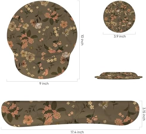 Ergonomic Keyboard Mouse Pad Wrist Rest Support Set for Laptop/Computer/Desktop,Memory Foam Hand Rest Wrist Cushion for Gaming/Office,Lightweight Comfortable & Pain Relief (Flowers)