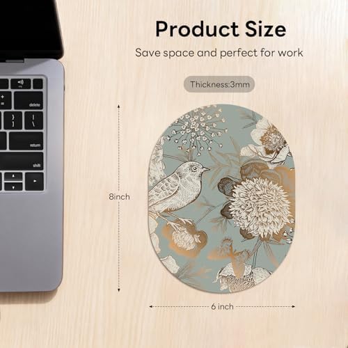 Oval Mouse Pad 6x8in Non-Slip for Laptop,Bird