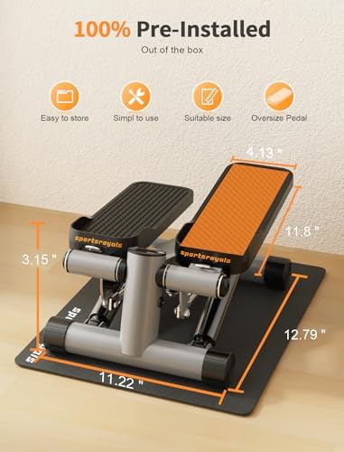 SPORTSROYALS Stair Stepper,Twist/Mini Stepper for Exercise at Home,Step Machine with Resistance Bands for Full Body Workout, 350lbs+ Capacity