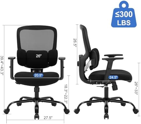 Mesh Executive Home Office Chair with Lumbar Support Adjustable Height Arms