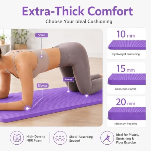 Extra Thick Yoga Mat, High Density Non-Slip Exercise Mat