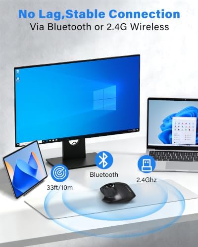 E-YOOSO Ergonomic Bluetooth & Wireless Mouse for Laptop/Computer, 4800 DPI