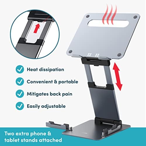 Lifelong 20" Tall Adjustable Laptop Stand with Phone & Tablet Holder