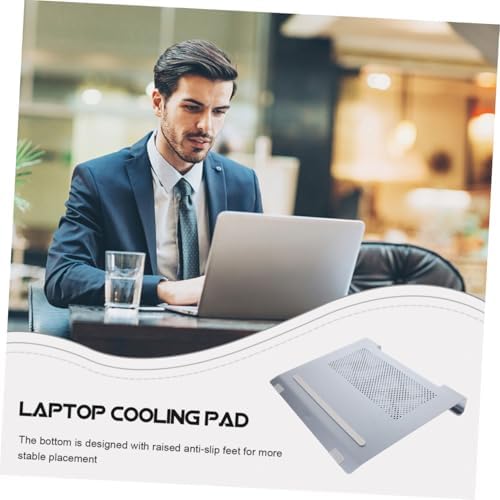 Laptop Cooling Pad for Laptops Under Aluminum Stand Led Fan Ergonomic Height Design for Improved Posture and Comfort Office