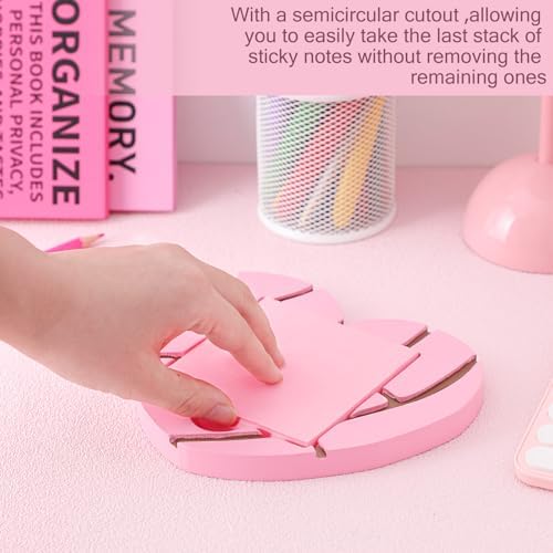 Mexican Concha Heart Sticky Note Holder Pink Notepad Dispenser