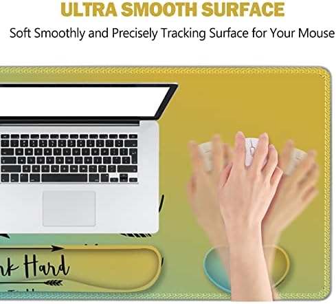 ToLuLu Extended Gaming Mouse Pad, Memory Foam Ergonomic Keyboard Mouse Wrist Rest Support Set, Large Desk Mat with Stitched Edges, Non-Slip Base Mousepad for Home Office Game, Inspirational Quotes