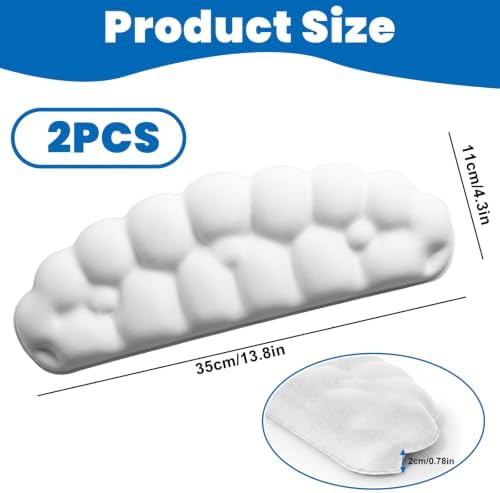 Arm Rest for Desk, Cloud L-Shaped Memory Foam Elbow Pads with Non-Slip Base, 2-Piece Ergonomic Desk Edge Cushion & Wrist Rest for Computer Keyboard, Office and Home Use (White)