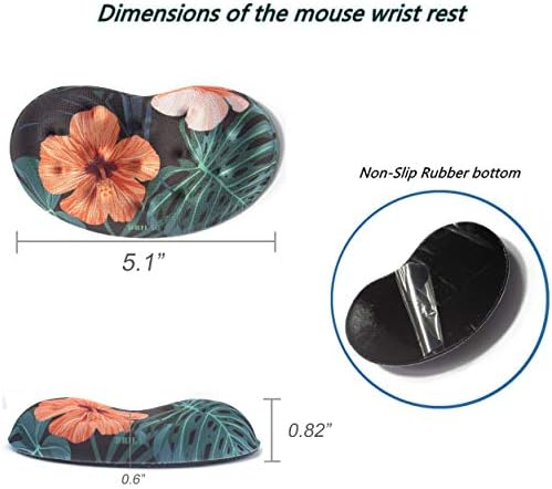 BRILA Ergonomic Memory Foam Mouse Wrist Rest Support Pad Cushion for Computer, Laptop, Office Work, PC Gaming - Massage Holes Design - Wrist Pain Relieve (Floral Leaves)