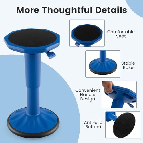 GLACER Wobble Stool, Height Adjustable 16.5-24" Flexible Seating (Navy)