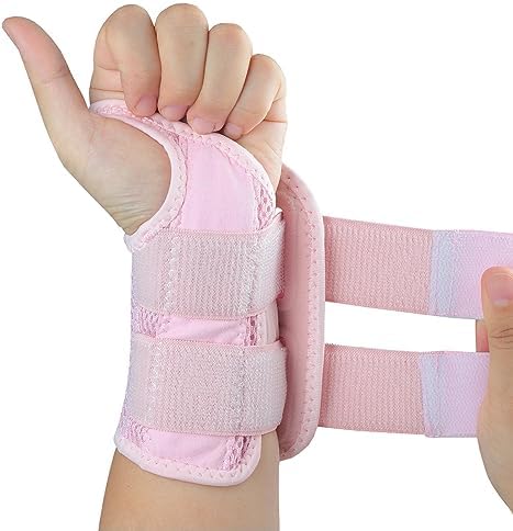 Carpal Tunnel Wrist Brace, Adjustable Wrist Support Brace, Night Wrist Sleep Supports Splints Arm Stabilizer (Left Hand, S/M, Pink)