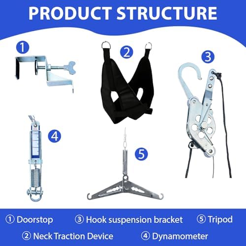 Cervical Neck Traction Device Over-The-Door, Adjustable Portable Neck Stretcher, Neck Sling for Spine Decompression, Adjustable Tension Levels Ideal for Homes, Offices, and Break Rooms