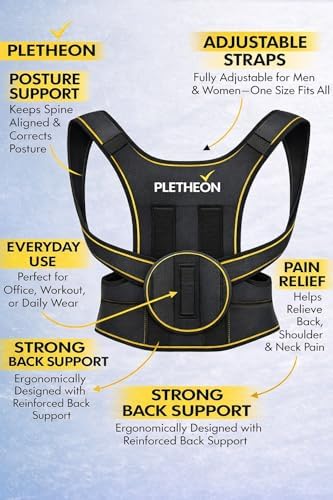 Posture Corrector for Men & Women | Adjustable Upper Back & Shoulder Support Brace for Posture Alignment, Neck & Back Support | Lightweight & Comfortable Daily Wear (Black)