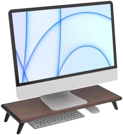 loukin Monitor Stand Riser for Desk, 22.4" × 8.2" Computer Stand, Brown