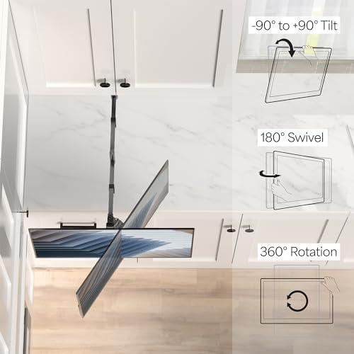 VIVO Black Under Cabinet 13-27" Single Monitor, Small TV Mount, MOUNT-VC01A