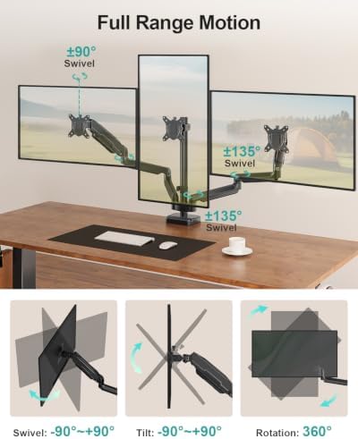 MOUNT PRO Triple Monitor Mount for Max 32" Screens, Up to 19.8lbs Each
