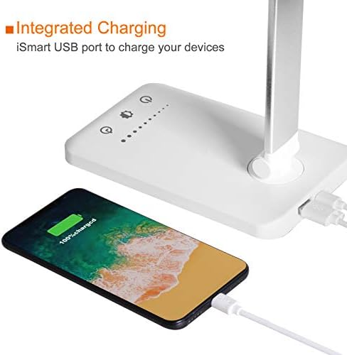 LED Desk Lamp, Eye-Caring Stepless Dimmable Office Table Lamp with USB Charging 4000mAh Battery, Foldable,Touch, 30/60minsTimer,5 Lighting Modes with 5 Brightness Levels