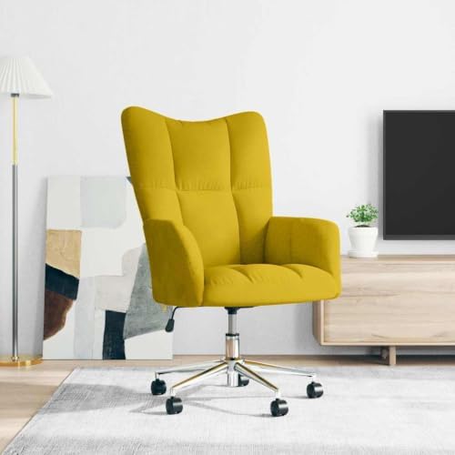 Velvet Relaxing Chair, Adjustable Height Office Seat - Mustard