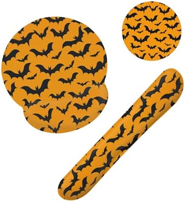 Halloween Bat Ergonomic Wrist Support Keyboard Mouse Wrist Rest Set, Computer Office Comfortable Wrist Rest for Mouse Easy Typing