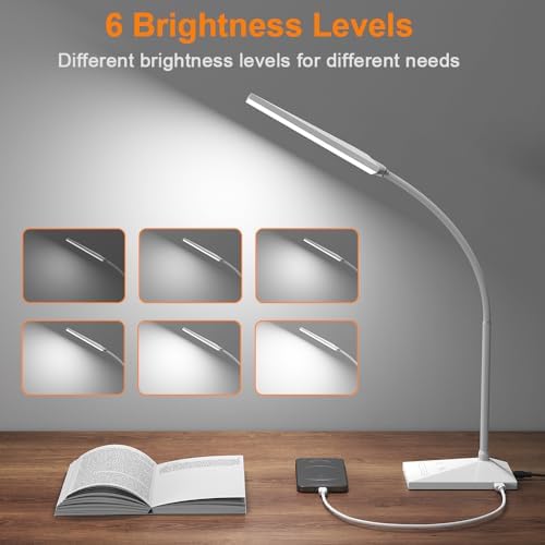Vansuny Eye-Caring LED Desk Lamp, Reading Light with USB Charging Port