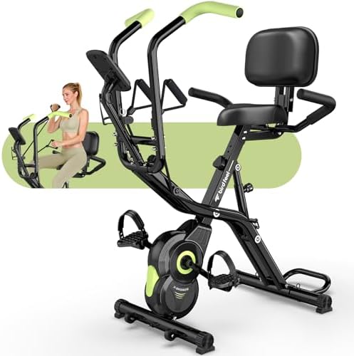 Foldable Exercise Bike, 8-Level Magnetic Stationary Bike for Home Gym