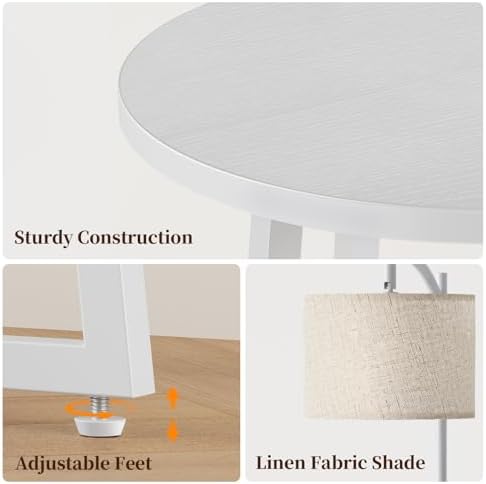 Yoobure Floor Lamp with Table - Farmhouse Night Stand with Charging Station
