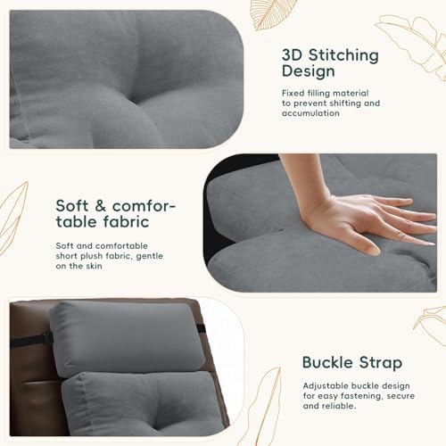 2 Piece Neck Pillow and Lumbar Support Back Cushion Set for Recliner, Gray