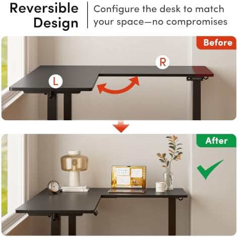 FEZIBO 75" x 63" L-Shaped Standing Desk - Adjustable Corner Desk L Shape, L-Shaped Adjustable Desk with Splice Board, L Shape Standing Desk, Black